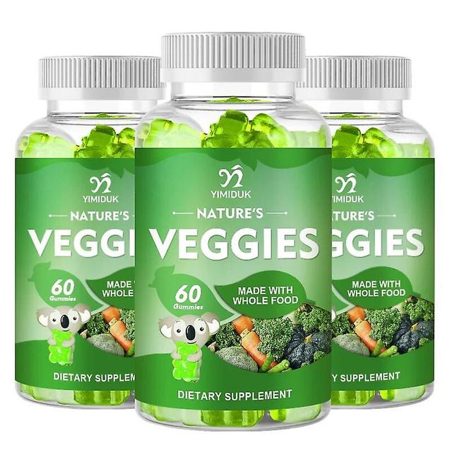 Visgaler Natural Fruit And Veggie Gummies Vitamins & Minerals 100% Whole Natural Balance Energy Levels Anti-aging Improving Immunity Veggie 3 Bottles on Productcaster.