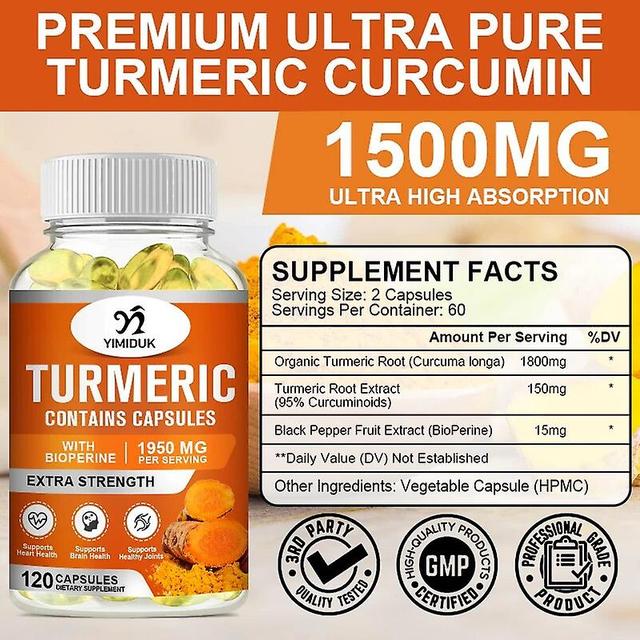 Vorallme Organic Triple Strength Turmeric Capsules With Bioperine 95% Curcuminoids Joint & Healthy Inflammation Support 3 Bottles 60pcs on Productcaster.