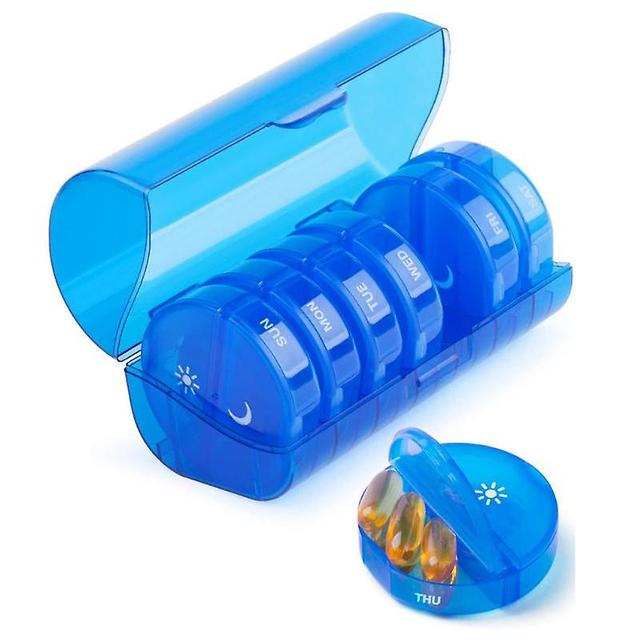 Pill Organizer, Large Capacity 7 Days Pill Box For Pills/vitamins/fish Oil/supplements blue on Productcaster.