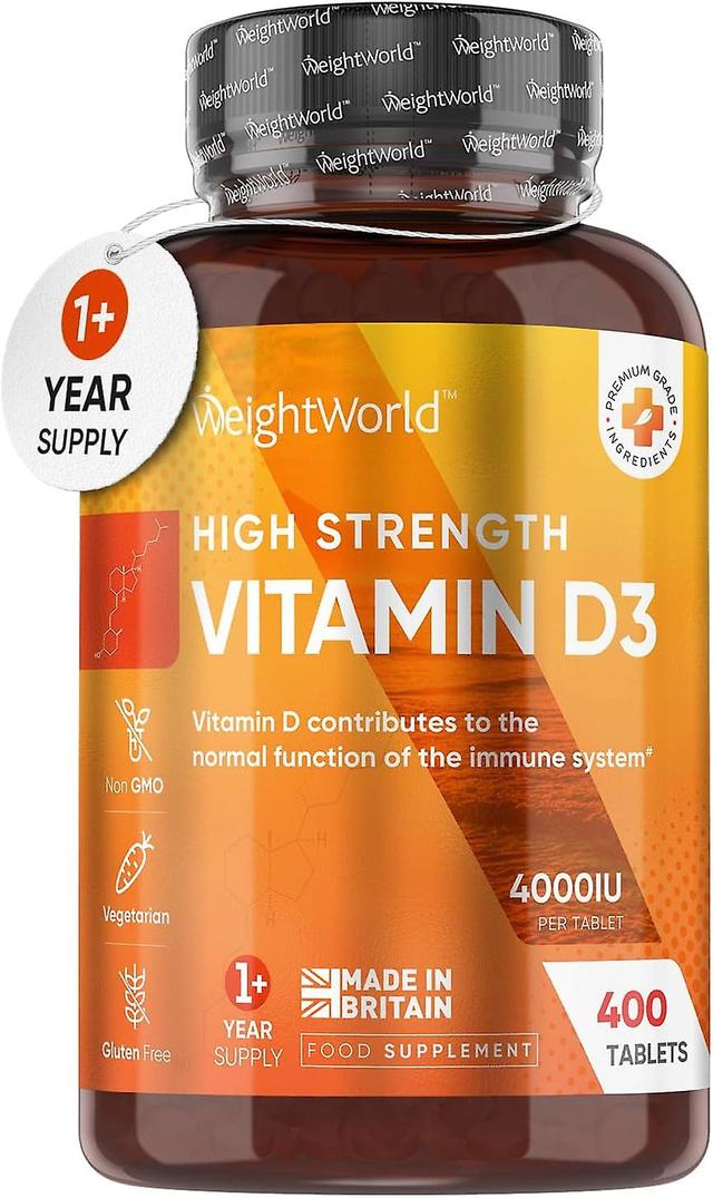 WeightWorld Comprimidos de Vitamina D - 1+ Ano de Fornecimento - Suplemento de Vitamina D de Alta Força (400 Comprimidos de Vitamina D3 Vegetariana) on Productcaster.