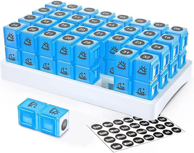 30 Day Pill Organizer Monthly, Portable One Month Pill Box Cases With 32 Twice A Day Am Pm Compartimentos para vitaminas, aceite de pescado, suplem... on Productcaster.