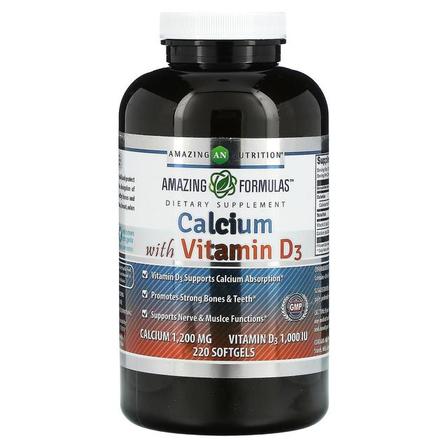 Amazing Nutrition, Calcium with Vitamin D3, 220 Softgels on Productcaster.