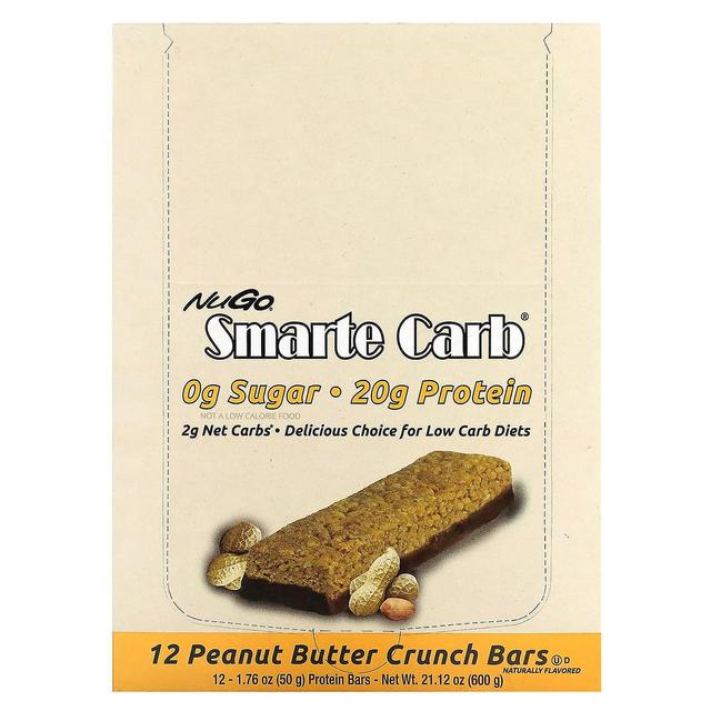 NuGo Nutrition, Smarte Carb Bar, Peanut Butter Crunch, 12 Bars, 1,76 oz (50 g) Cada on Productcaster.