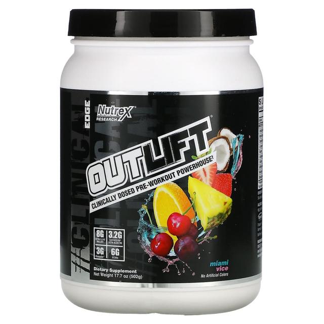 Nutrex Research Nutrex forskning, Outlift, Kliniskt doserade pre-workout Powerhouse, Miami Vice, 17.7 oz (502 g) on Productcaster.