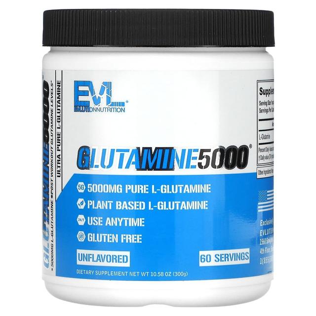 EVLution Nutrition, Glutamine5000, Non aromatizzazione, 5.000 mg, 10,58 oz (300 g) on Productcaster.