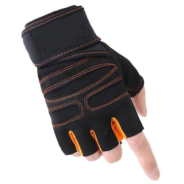 Scacv Barbell Weightlifting Gloves Increased Resistance Shock Absorption Sports Gloves Thin Soft Breathable Gloves Orange Black M on Productcaster.