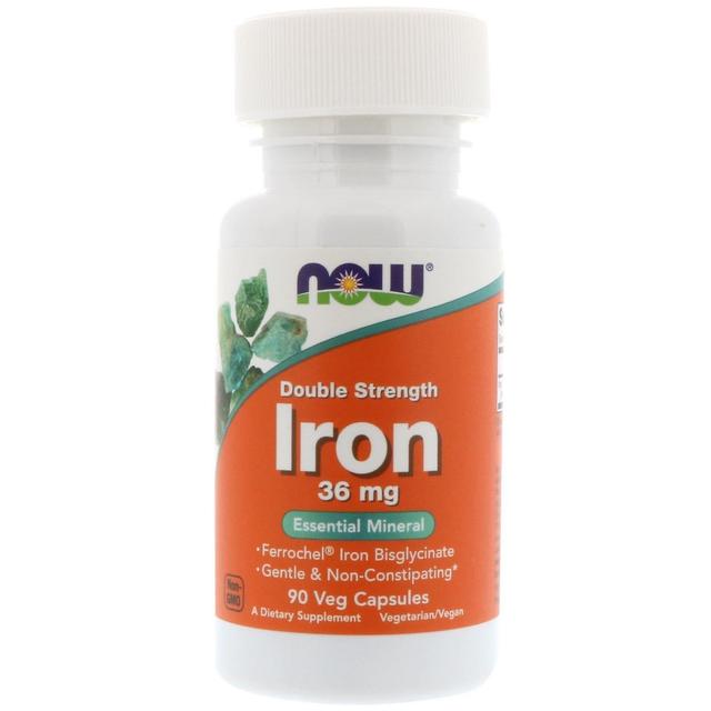 Now Foods, Iron, Double Strength, 36 mg, 90 Veg Capsules on Productcaster.