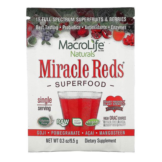 Macrolife Naturals, Miracle Reds, Superfood, Goji, Romã, Açaí, Mangostão, 0,3 oz (9,5 g) on Productcaster.