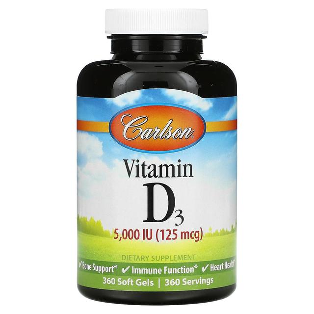 Carlson, Vitamin D3, 125 mcg (5,000 IU), 360 Soft Gels on Productcaster.