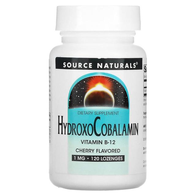 Source Naturals Källa Naturals, Hydroxokobalamin, Vitamin B12, Körsbär, 1 mg, 120 Pastiller on Productcaster.