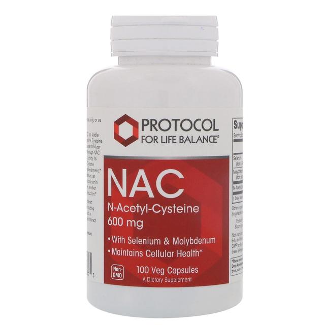 Protocol for Life Balance Protocolo para o Equilíbrio da Vida, NAC N-Acetil-Cisteína, 600 mg, 100 Veg Cápsulas on Productcaster.