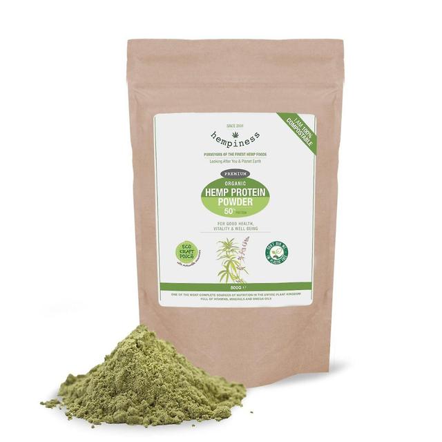 Hempiness Organic Premium Raaka hamppuproteiinijauhe 500g (50% proteiinia) on Productcaster.