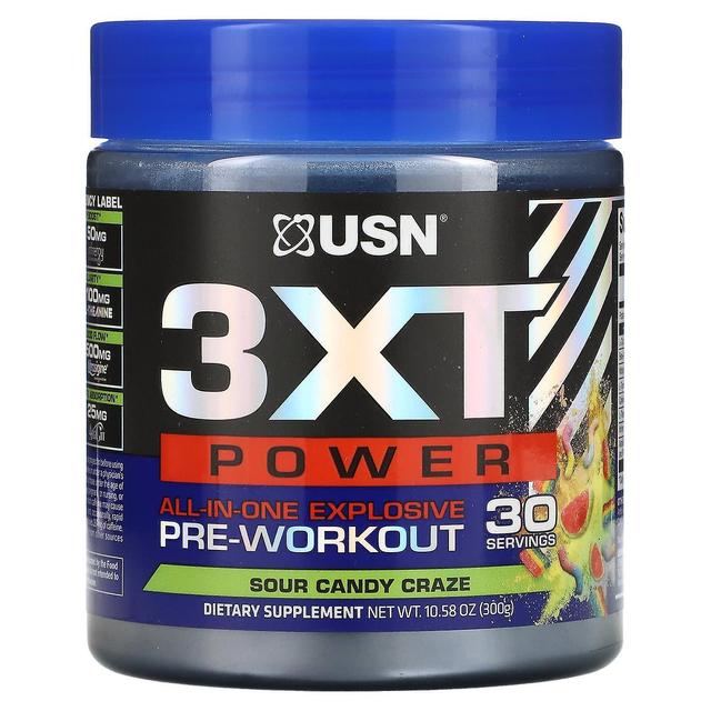 USN, 3XT Power, All-In-One Explosive Pre-Workout, Sour Candy Craze, 10,58 oz (300 g) on Productcaster.