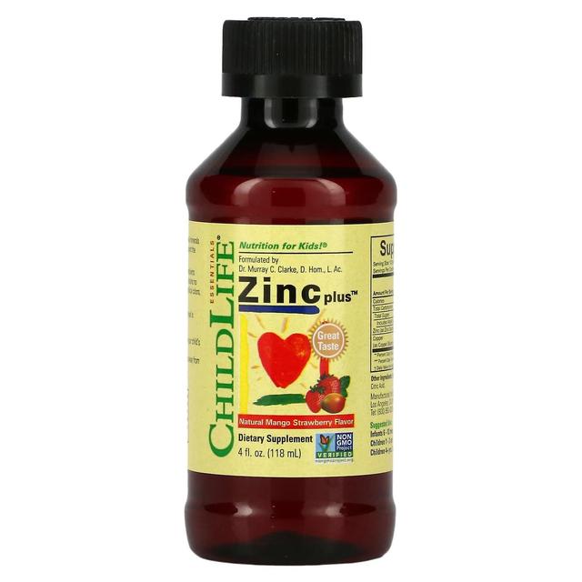 ChildLife, Essentials, Zinc Plus, Natural Mango Strawberry , 4 fl oz (118 ml) on Productcaster.