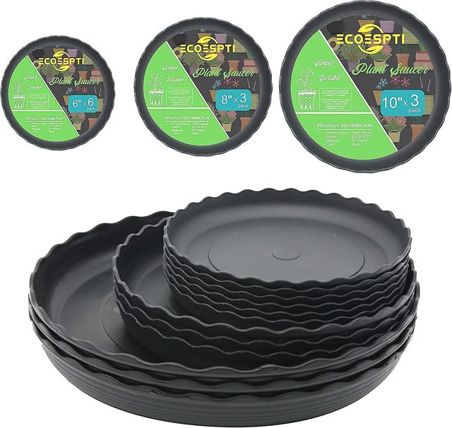 Hgbd-ecoespti 12pcs Plant Saucer, 6 8 10 Inch Durable Plastic Plant Tray, Black Round Plant Pot Saucers, Drip Tray For Indoor And Outdoor Garden - 12 on Productcaster.