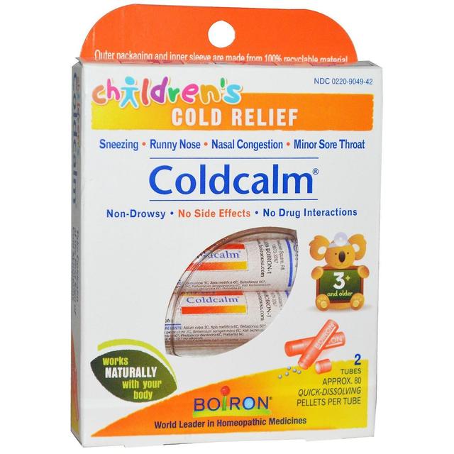 Boiron, Coldcalm, Children's Cold Relief, 3+ and Older, 2 Tubes, Approx 80 Quick on Productcaster.