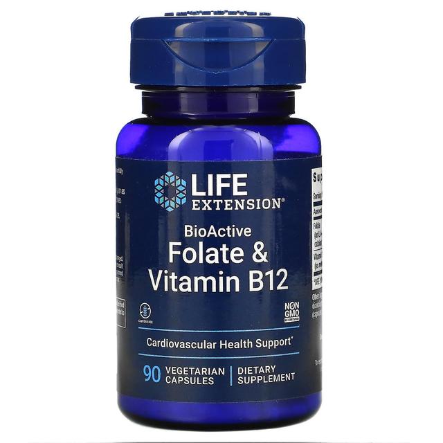 Life Extension, BioActive, Folate & Vitamin B12, 90 Vegetarian Capsules on Productcaster.