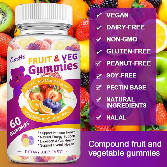 Tib Nature Compound Fruit & Vegetable Gummies Strengthen Immunity Pectin Help Digestion Delicious Dietary Fiber Snackes 30pcs on Productcaster.