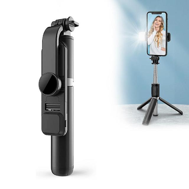 6 in 1 Wireless Bluetooth Selfie Stick with Fill Light Wireless Bluetooth Foldable Mini Tripod 360°Rotating Phone Holder on Productcaster.