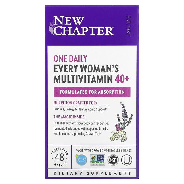 New Chapter Uusi luku, jokaisen naisen yksi päivittäin 40+ monivitamiinia, 48 kasvistablettia on Productcaster.