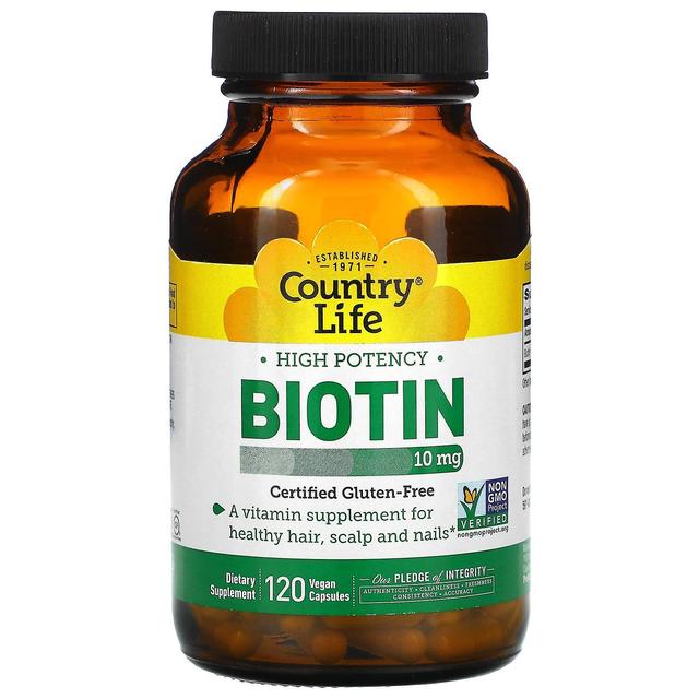 Country Life, High Potency Biotin, 10 mg, 120 Vegan Capsules on Productcaster.