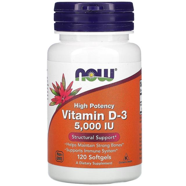 NOW Foods NU Fødevarer, D-vitamin -3, 125 mcg (5.000 IE), 120 Softgels on Productcaster.