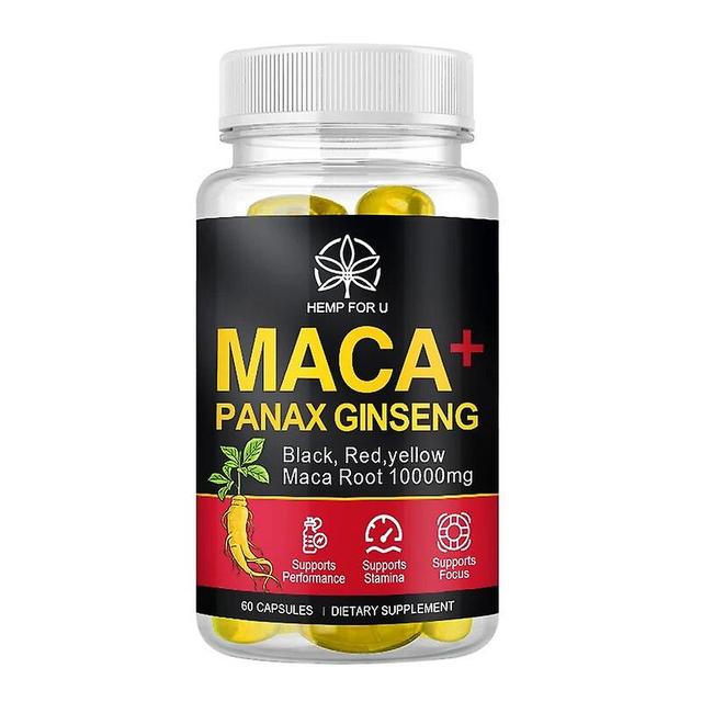 Organiczne kapsułki z korzenia Maca żeń-szenia Panax z czarnym + czerwonym + żółtym ekstraktem z korzenia maca peruwiańskiego dla mężczyzn i kobiet... on Productcaster.