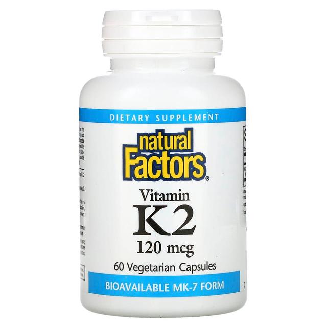 Natural Factors, Vitamin K2, 120 mcg, 60 Vegetarian Capsules on Productcaster.