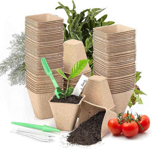 Hgbd-cosyland Peat Pots Planter Nursery Pots Seeding Pot Seed Bandeja de inicio para plántulas orgánicas ecológicas con etiquetas de plantas, 2 her... on Productcaster.