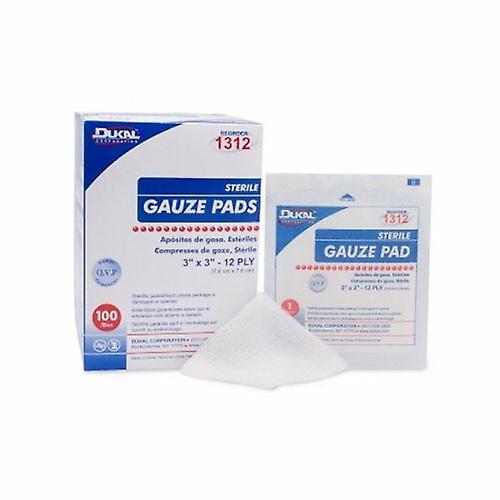 Dukal Gauze Sponge Cotton 12-Ply 3 X 3 Inch Square Sterile, Count of 100 (Pack of 1) on Productcaster.