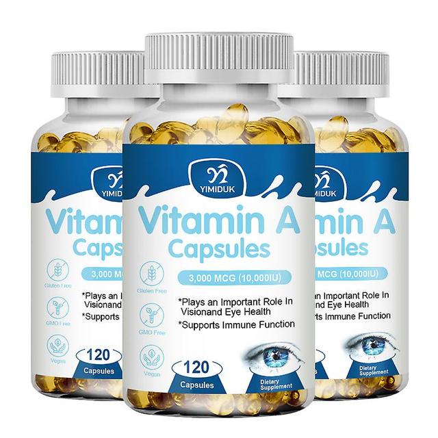 Vorallme vitamín A 10,000 Iu Premium podporuje zdravé videnie a imunitný systém a zdravý rast a reprodukciu krásu zdravie 3 fľaše 60 pcs on Productcaster.