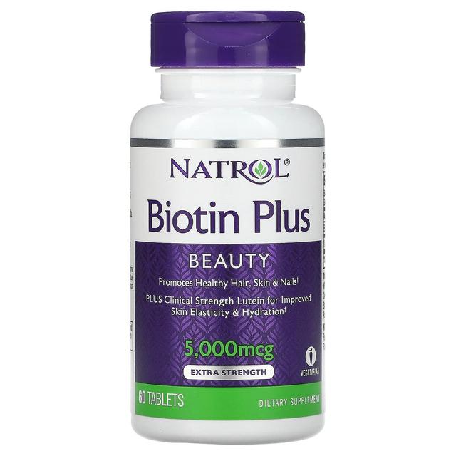 Natrol, Biotin Plus, Ekstra styrke, 5.000 mcg, 60 tabletter on Productcaster.