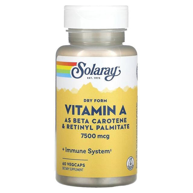 Solaray, Dry Form Vitamin A, 7,500 mcg, 60 VegCaps on Productcaster.