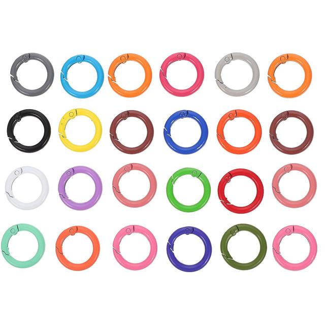 24pcs Round Spring Rings Keychain Rings Diy Bag Spring Rings Round Carabiners Diy Supplies Random Color 2.5X2.5cm on Productcaster.