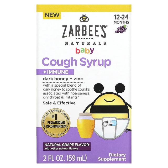 Zarbees, Naturals Baby Cough Syrup + Immune, 12-24 Months, Natural Grape, 2 fl oz (59 ml) on Productcaster.