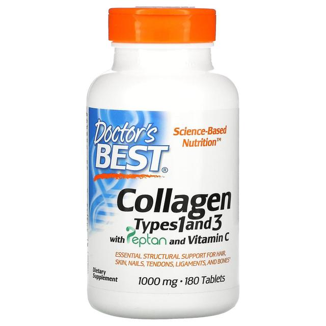 Doctor's Best, Colágeno Tipos 1 e 3 com Peptan e Vitamina C, 1.000 mg, 180 Comprimidos on Productcaster.