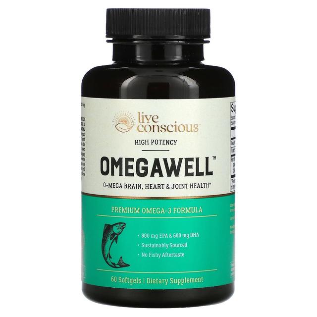 Live Conscious, OmegaWell, High Potency, 60 Softgels on Productcaster.