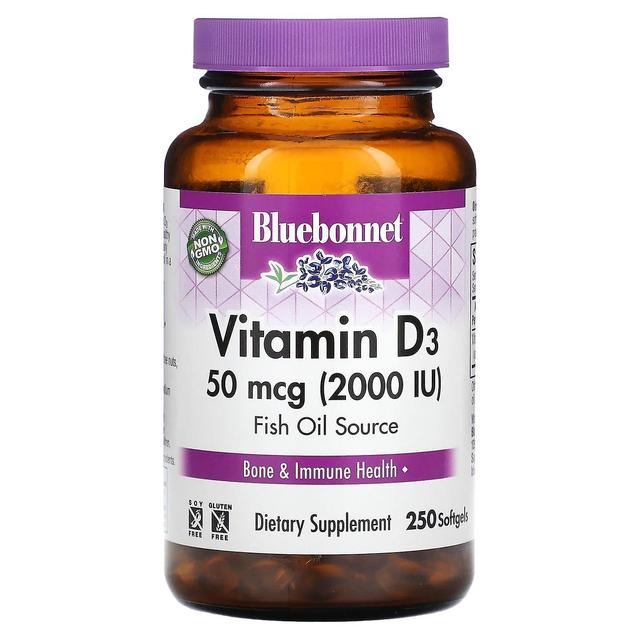 Bluebonnet Nutrition, Vitamin D3, 50 mcg, (2,000 IU), 250 Softgels on Productcaster.