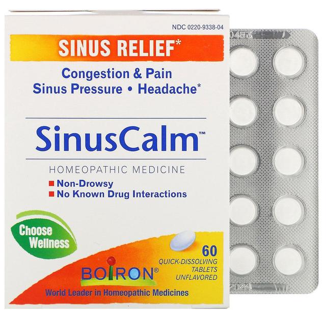 Boiron, SinusCalm, Sinus Relief, Unflavored, 60 Quick-Dissolving Tablets on Productcaster.