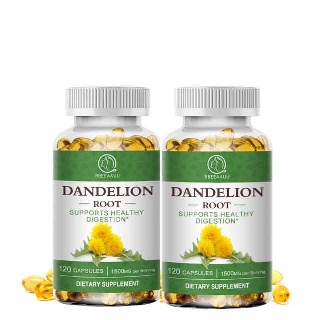 Tib Natural Pure Plant Edible Capsule Dandelion Root Support Liver Health Organic Food Support Healthy Urination System 2bottle of120pcs on Productcaster.