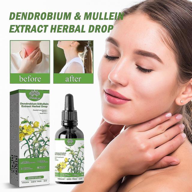 Powerful Lung Cleanse And Respiratory Herbal Drops - Dendrobium And Mullein Extract Serum 30ml Y on Productcaster.