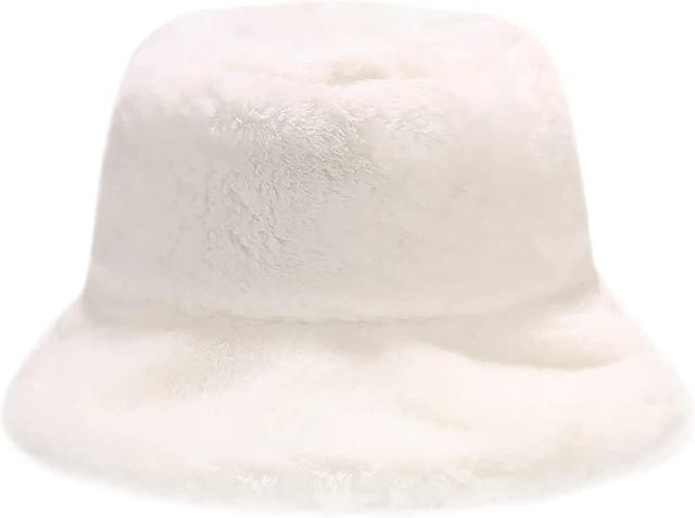 Xiersen Bob Chapeau de Pcheur en Peluche Femme Chapeau Hiver Chaud Chapeaux de Seau en Fausse Fourrure Blanc on Productcaster.