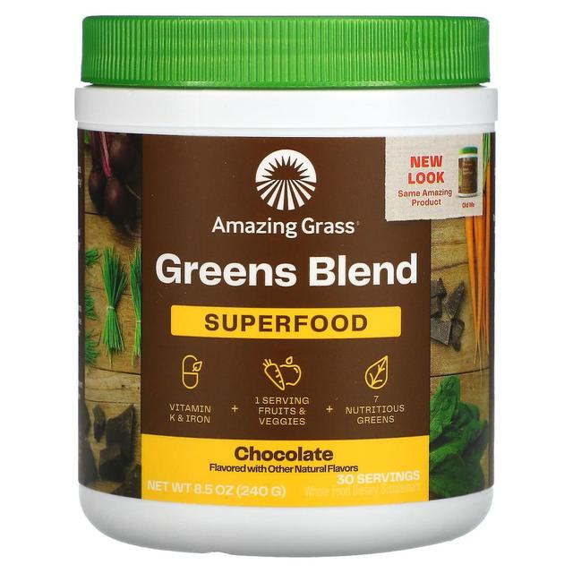 Amazing Grass Grama Incrível, Mistura de Verdes, Superalimento, Chocolate, 8,5 oz (240 g) on Productcaster.