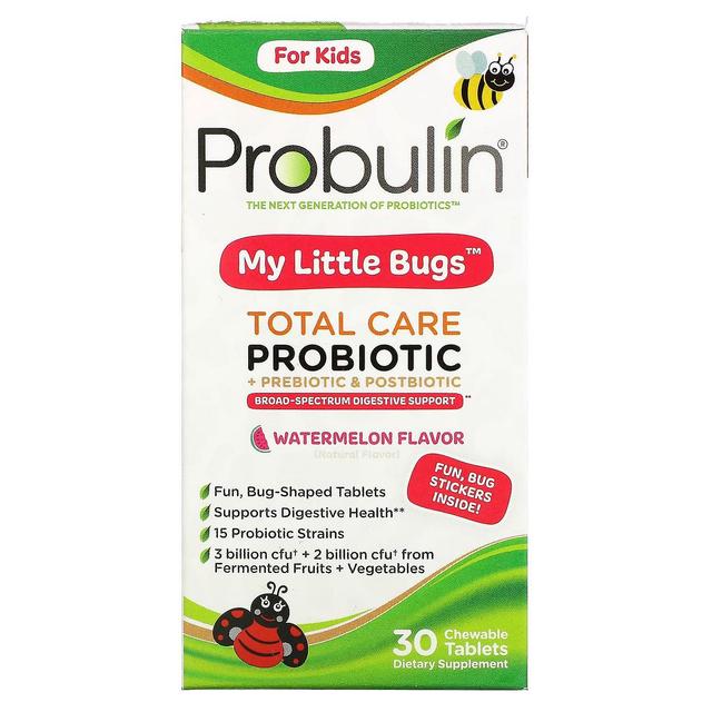 Probulin, For Kids, My Little Bugs, Total Care Probiotic + Prebiotic & Postbiotic, Watermelon, 30 Ch on Productcaster.