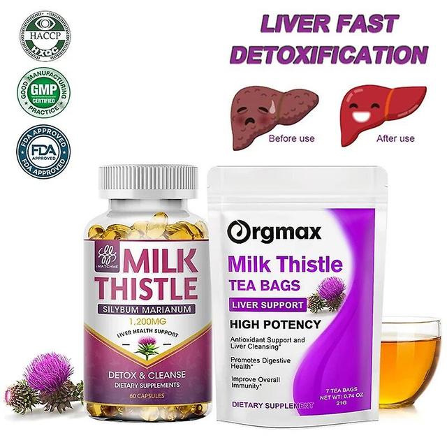 Organic Milk Thistle Tea &Capsules Natural Antioxidants To Support Healthy Cholesterol Levels Liver Detoxification and CleansingTIB TIB . on Productcaster.