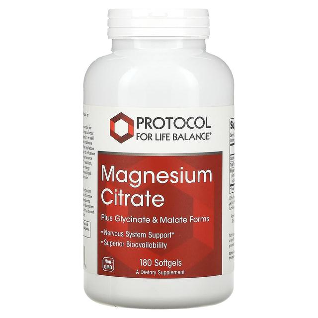 Protocol for Life Balance, Magnesium Citrate, 180 Softgels on Productcaster.