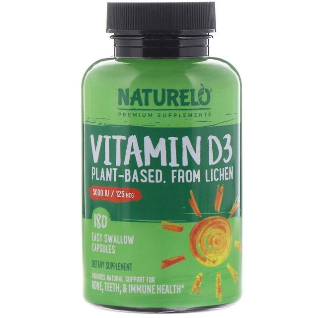 NATURELO, Vitamin D3, Plant Based, 5000 IU/125 mcg, 180 Easy Swallow Capsules on Productcaster.