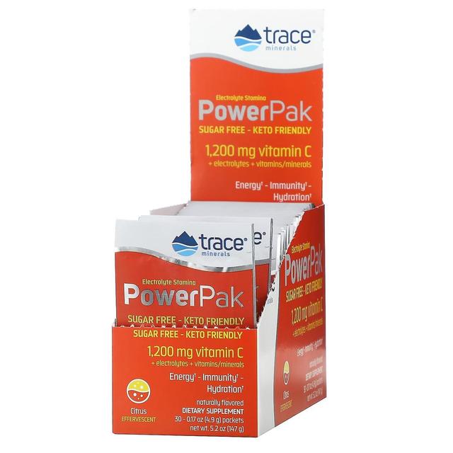 Trace Minerals Trace Minerals , Electrolyte Stamina PowerPak, Sugar Free, Citrus, 30 Packets, 0.17 oz (4.9 g) Each on Productcaster.