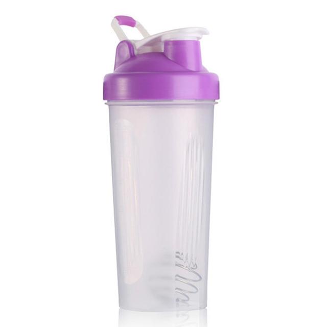 600ml Shaker Bottle Eco-friendly Large Capacity Plastic Protein Powder Mixing Mug For Outdoor Purple on Productcaster.