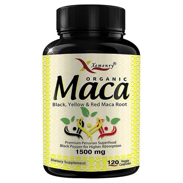 Vorallme Organic Maca Root Powder Capsules 1500 Mg - Vegetarian Capsules With Black + Red + Yellow Peruvian Maca Root Extract 120 Capsules on Productcaster.